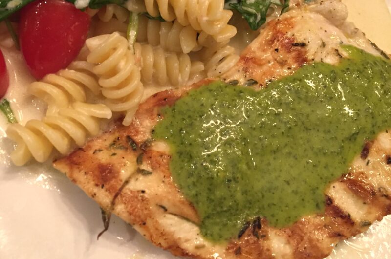 Grilled Chicken with Basil Parsley Sauce