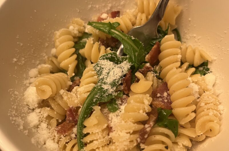 Cacio e Pepe with Pancetta and Arugula